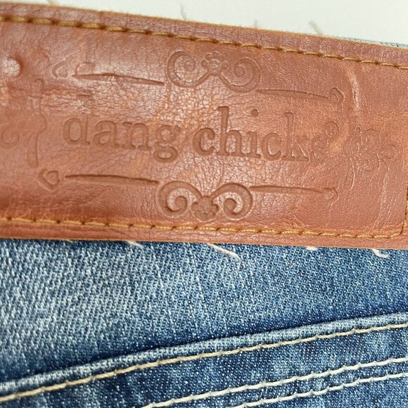 Dang Chicks Glorya Jeans Women’s 29x32 Boot Cut Stars and Stripes Pockets Blue - Picture 7 of 14